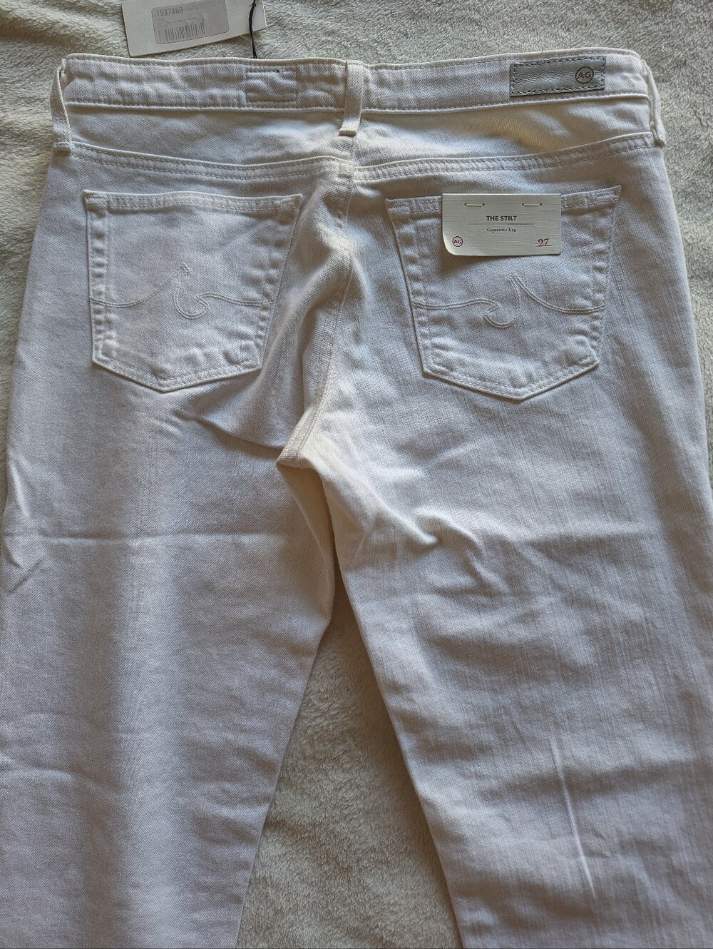 AG Adriano Goldschmied The Stilt Cigarette Leg White Jeans Size 27 NWT USA - Picture 6 of 7